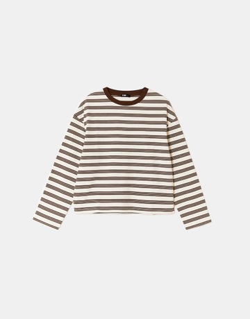 Brown Striped T‑Shirt With Long Sleeves | TALLY WEiJL