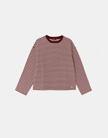 Burgundy Striped T‑Shirt With Long Sleeves | TALLY WEiJL