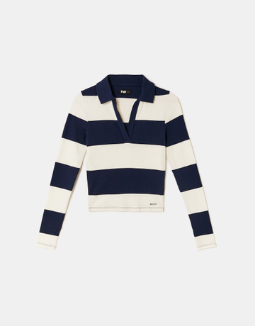 T-Shirt Rayé Blanc à Manches Longues | TALLY WEiJL