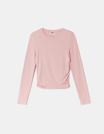 Pink Draped Long Sleeve T-Shirt | TALLY WEiJL