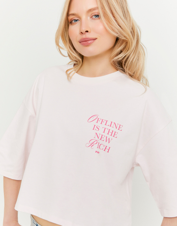 T-shirt oversize rosa con stampa | TALLY WEiJL