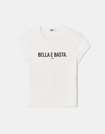 White Printed Cotton T-Shirt | TALLY WEiJL