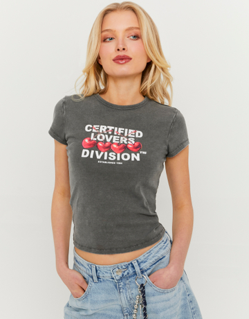 Grey Printed T-Shirt | TALLY WEiJL