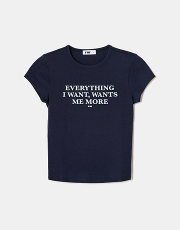 T-Shirt Bleu Ajusté Imprimé | TALLY WEiJL