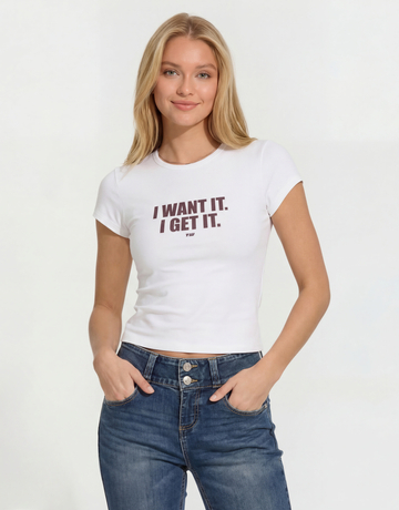 Weißes Figurbetontes Bedrucktes T-Shirt | TALLY WEiJL