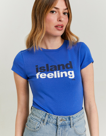 T-shirt Μπλε με στάμπα | TALLY WEiJL