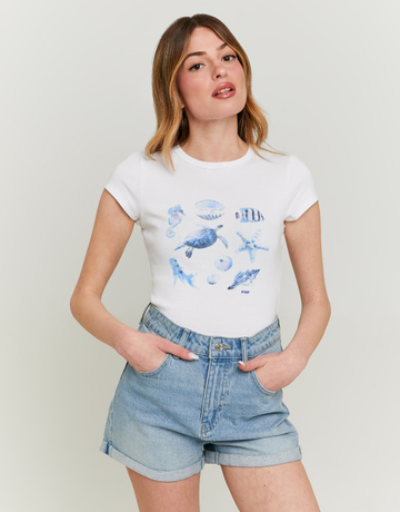 T-shirt Λευκό με στάμπα | TALLY WEiJL