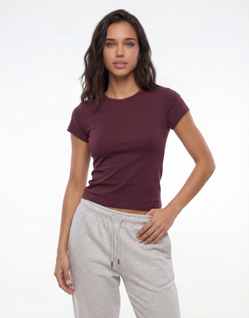 Burgundy Basic T-Shirt | TALLY WEiJL
