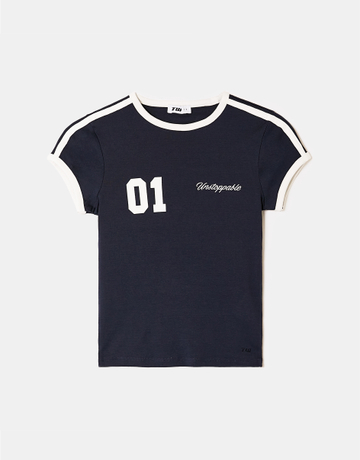 Blaues Bedrucktes T-Shirt | TALLY WEiJL