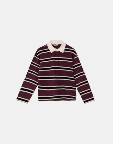 Bordeaux gestreiftes Langarm-T-Shirt | TALLY WEiJL