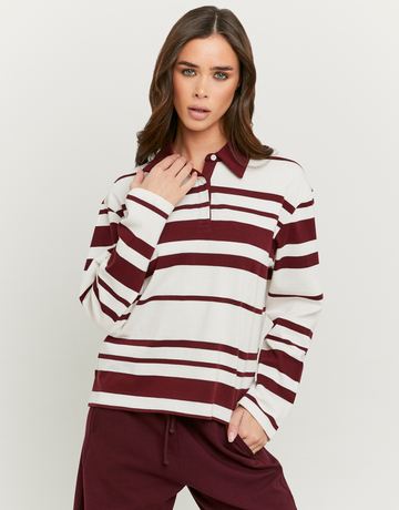 Bordeauxfarbenes gestreiftes T-Shirt | TALLY WEiJL