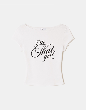 Biały T-shirt z nadrukiem | TALLY WEiJL