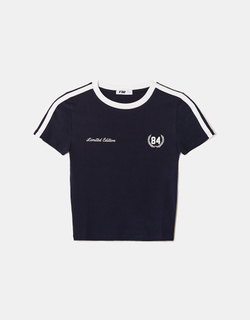 Niebieski T-shirt z nadrukiem | TALLY WEiJL