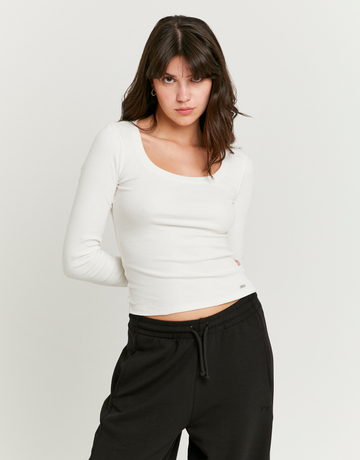 White Ribbed Basic T-Shirt | TALLY WEiJL