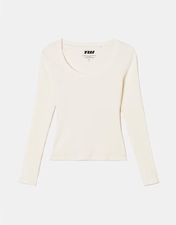 White Ribbed Basic T-Shirt | TALLY WEiJL