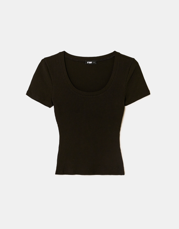 Black Basic Regular Fit T-shirt | TALLY WEiJL