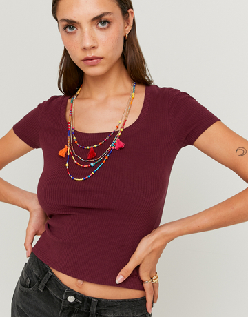 Maglietta Basica Regular Fit Borgogna | TALLY WEiJL