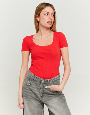 Red Basic Reglar Fit T-shirt | TALLY WEiJL