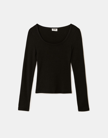 Schwarzes Basic Langarmshirt | TALLY WEiJL