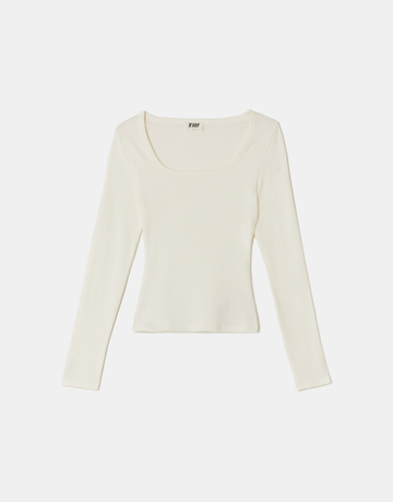 Basic White T-shirt with Long Sleeves | TALLY WEiJL