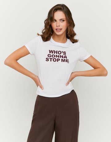 Weißes bedrucktes Baumwoll-T-Shirt | TALLY WEiJL