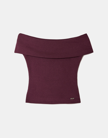 Lila T-Shirt mit U Boot Ausschnitt | TALLY WEiJL