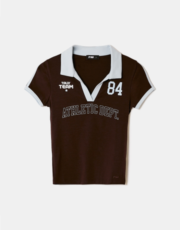 Brown Printed Polo T-Shirt | TALLY WEiJL