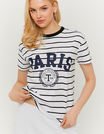 T-Shirt Bianca a Righe | TALLY WEiJL