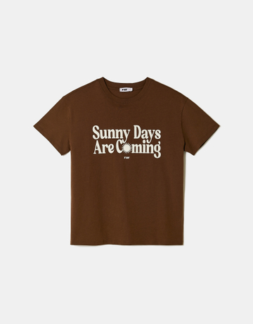 Brown Printed Cotton T-shirt | TALLY WEiJL