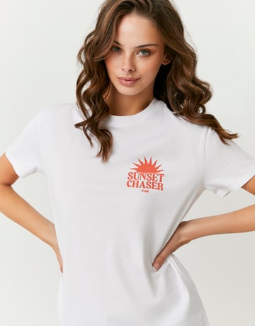 T-shirt bianca stampata in cotone | TALLY WEiJL