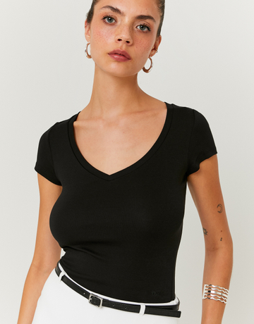 Black V- Neck T-shirt | TALLY WEiJL