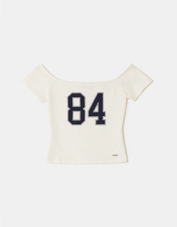 White Printed Cropped T-Shirt | TALLY WEiJL