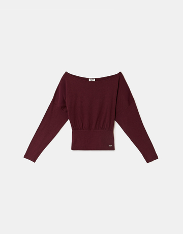 Burgundy T‑Shirt With Long Sleeves | TALLY WEiJL