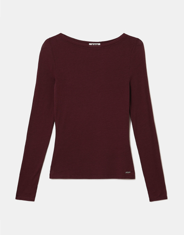 Burgundy Modal Cashmere Long Sleeve Top | TALLY WEiJL