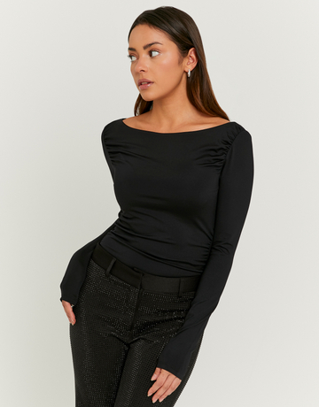 Schwarzes asymmetrisches Langarmtop | TALLY WEiJL