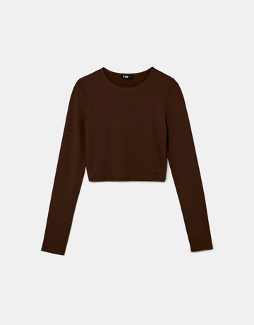 Brown Cropped Basic T-shirt | TALLY WEiJL