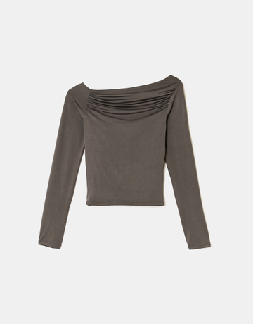 Top Asymétrique Gris à Manches Longues | TALLY WEiJL