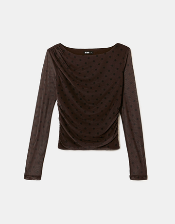 Braunes Top mit Punkten | TALLY WEiJL