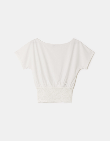 Weißes Asymmetrisches Spitzen Top | TALLY WEiJL
