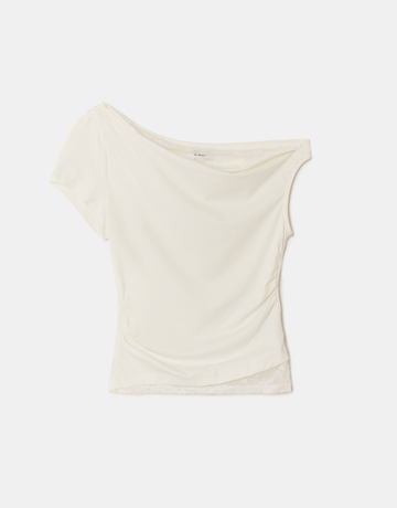 Weißes asymmetrisches Spitzen-Top | TALLY WEiJL