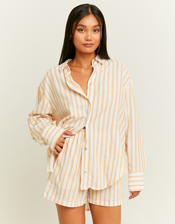 White Oversize Shirt with Yellow Stripes | TALLY WEiJL