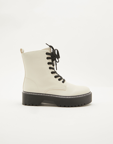 TALLY WEiJL, White Lace-up Ankle Boots for Women