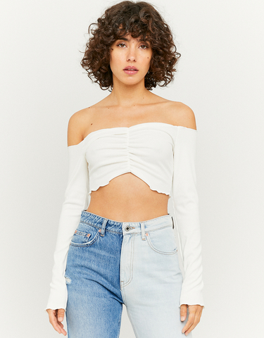 White Long Sleeves Crop Top | TALLY 