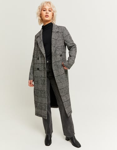 TALLY WEiJL, Faux Wool Checked Long Coat for Women