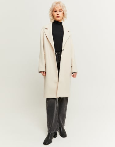 TALLY WEiJL, Beigefarbener langer Basic Mantel aus Kunstwolle for Women