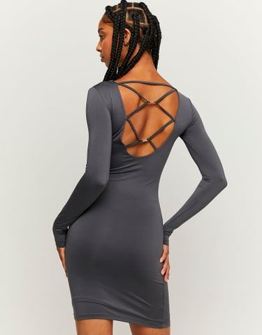 TALLY WEiJL, Grey Mini Dress With Back Cut Out for Women