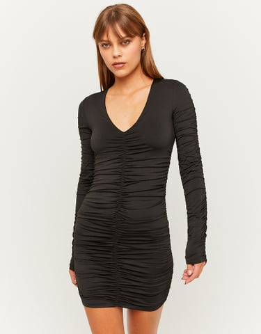 TALLY WEiJL, Black Ruched Mini Dress for Women