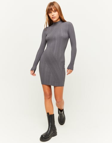 TALLY WEiJL, Grey Knit Mini Dress for Women