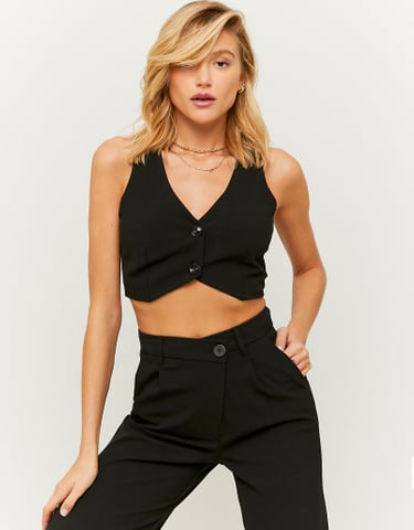 TALLY WEiJL, Black Cropped Classic Vest  for Women
