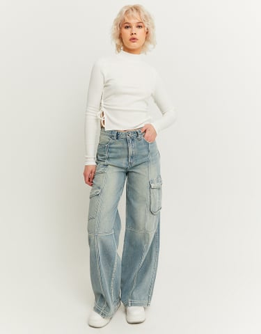 TALLY WEiJL, High Waist Fancy Wide Leg Cargo Jeans for Women